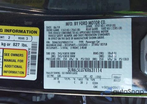 2019 Lincoln Mkz Hybrid Reserve I from USA, damaged, VIN 3LN6L5LU7KR631114
